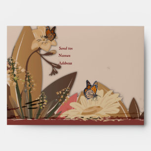 Modern Tan - Marsala-wine tone stripes Envelopes