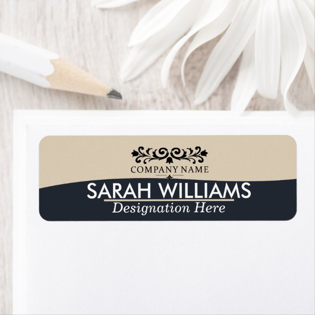 Modern Tan Navy Professional Return Address Label (Insitu)