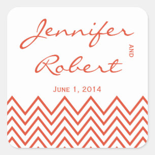 Modern Tangerine Orange Chevron Envelope Seal
