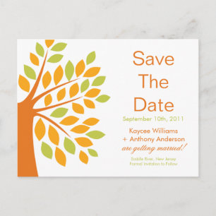 Modern Tangerine Tree Save The Date POST CARD! Announcement Postcard
