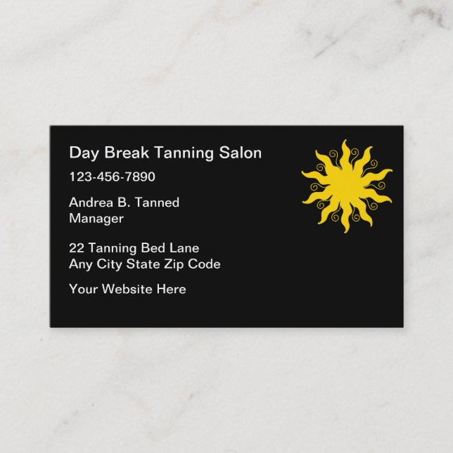 Modern Tanning Salon Business Cards (Front)