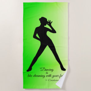 Modern Tap Dancer with Quote Beach Towel