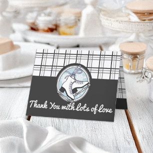 Modern Tartan Ice Skating Thank You Card