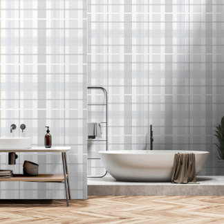 Modern Tartan Pastel Grey Pattern Wallpaper