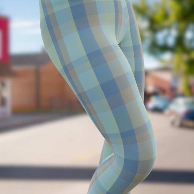 Modern Tartan Plaid Figarations Leggings (A tartan inspired by the 4 colours of the figaro cars.)