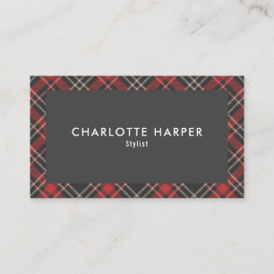 Modern Tartan Plaid Patterned Business Card