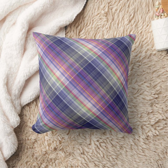  Modern Tartan Purple Tan Plaid Pattern. Cushion (Blanket)