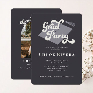 Modern Tassel Grad Party Invitation with Photo 