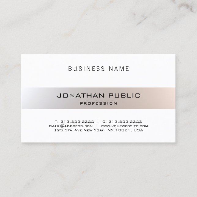 Modern Tasteful Professional Elegant Glamour Plain Business Card (Front)