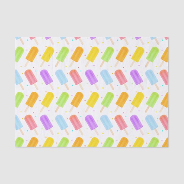 Modern Tasty Summer Watercolour Popsicle Pattern Tissue Paper (Front)