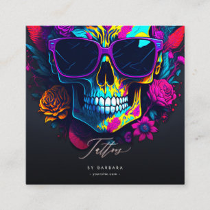 Modern Tatto Artist Gold Script Square Business Card