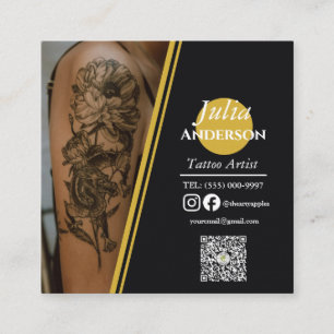 Modern Tattoo Artist Aftercare Square Business Car Card