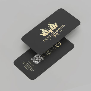 Modern Tattoo Artist Black Gold Tattoo Studio Business Card