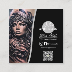 Modern tattoo Artist Business aftercare Square Business Card