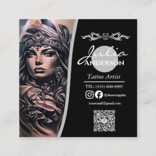 Modern tattoo Artist Business aftercare Square Business Card