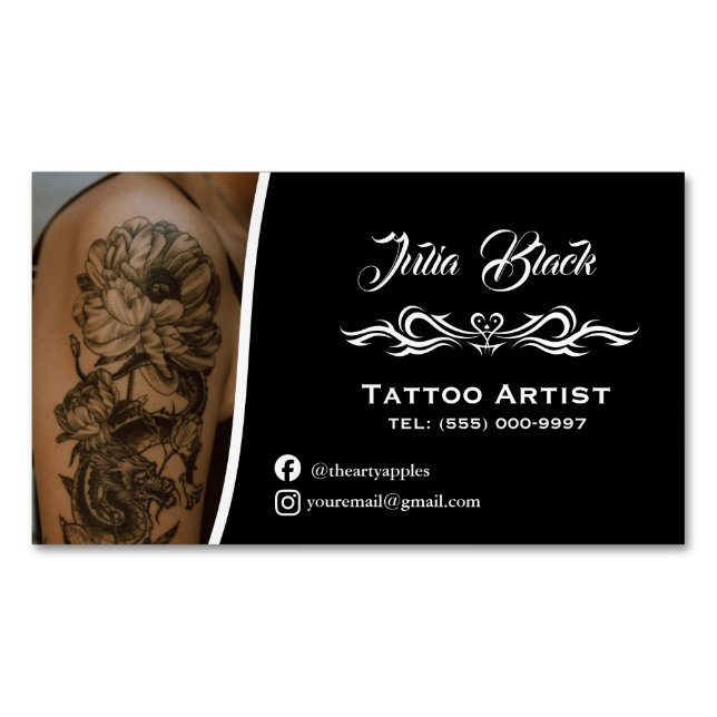 Modern Tattoo Artist Business Card Magnet – Custom (Front)