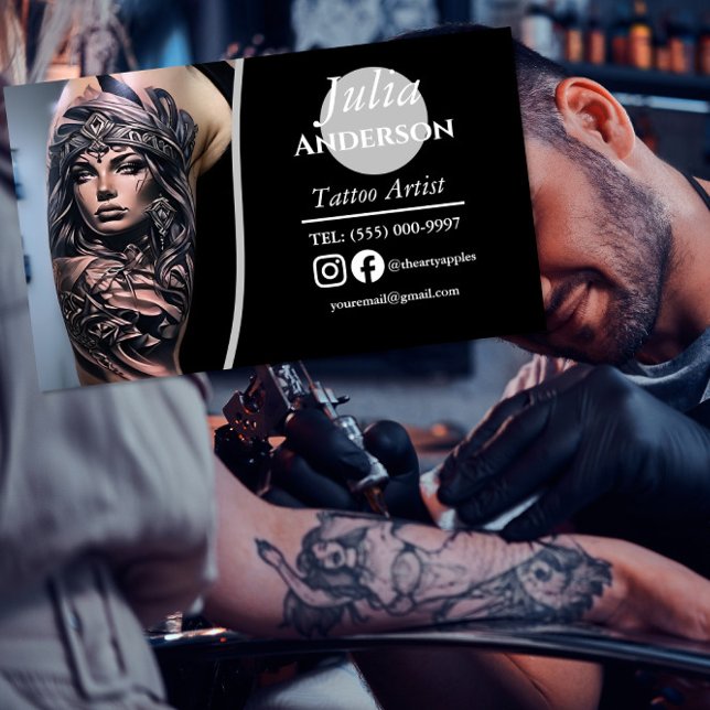 Modern tattoo Artist  Business Magnetic Business Card (Creator Uploaded)