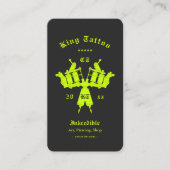 Modern Tattoo Artist Monogram Black Neon Yellow Business Card 