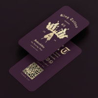 Modern Tattoo Artist Monogram Dark Purple Gold