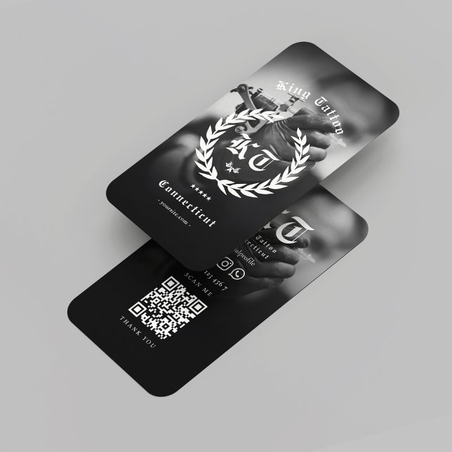 Modern Tattoo Artist Monogram Photo Black White Business Card (Modern Tattoo Artist Monogram Photo Black White Business Card
)