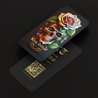 Modern Tattoo Artist Skull Monogram Black Gold
