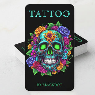 Modern Tattoo Artist Social Media Tattoos Black Business Card