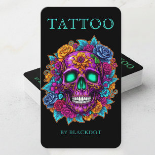Modern Tattoo Artist Social Media Tattoos Dark Business Card