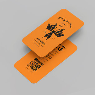 Modern Tattoo Artist Tattoo Machine Orange Business Card