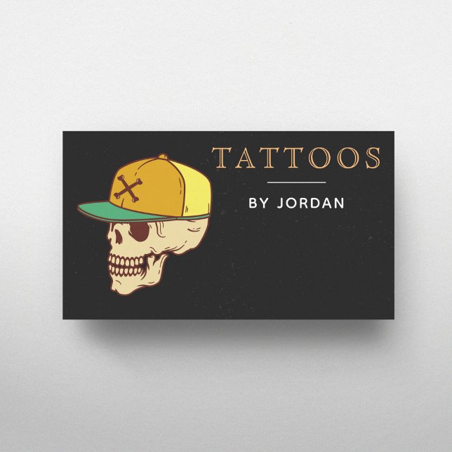Modern Tattoo Master Artist Shop Funky Skull Bones Business Card (Creator Uploaded)