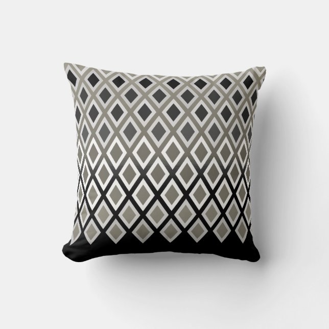 Modern Taupe & Black Diamond Pattern Accent Cushion (Front)