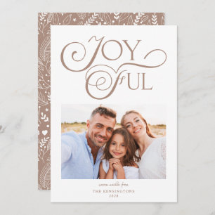 Modern Taupe Clay Pattern Joyful Christmas Photo Holiday Card