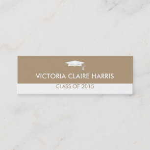 Modern taupe colour block graduation name card