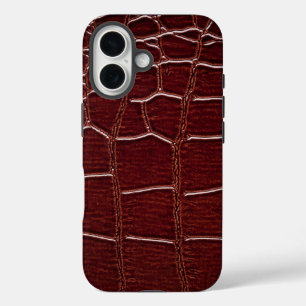  Modern Taupe Croc Leather Texture iPhone 16 Case