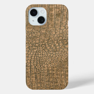  Modern Taupe Croc Leather Texture iPhone 15 Case