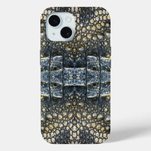  Modern Taupe Croc Leather Texture iPhone 15 Case
