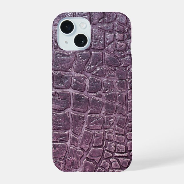  Modern Taupe Croc Leather Texture iPhone 15 Case (Back)
