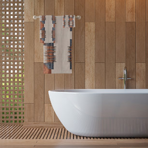 Modern Taupe Denim and Rust Bath Towel Set