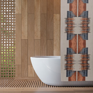 Modern Taupe Denim and Rust Shower Curtain