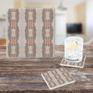Modern Taupe Denim and Rust Stone Coaster