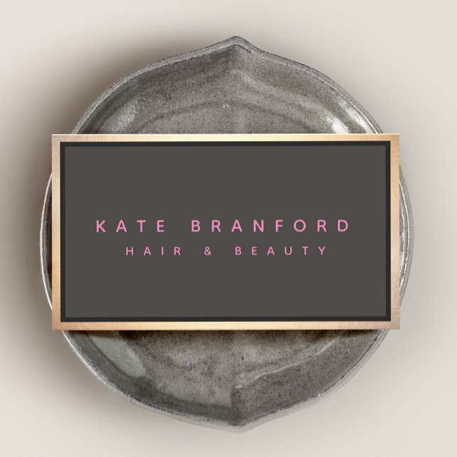 Modern Taupe  Grey Gold Border Professional  Business Card (Creator Uploaded)