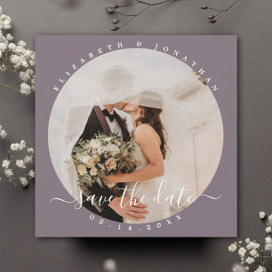 Modern Taupe Grey Minimalist Couple Photo Wedding Save The Date