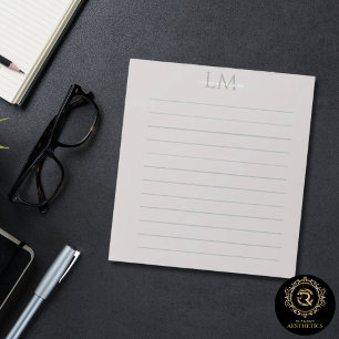 Modern Taupe Grey Monogram Stationery Notepad