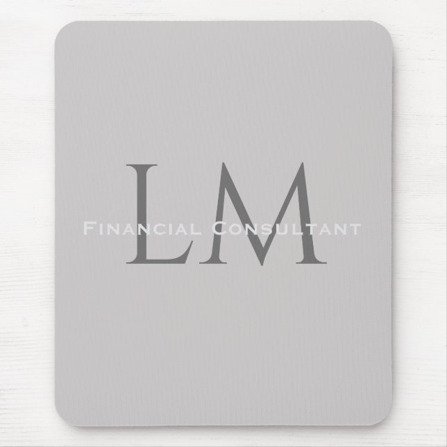 Modern Taupe Grey Monogram Workspace Accent Mouse Pad (Front)