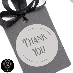 Modern Taupe Grey Thank You Business Branding Classic Round Sticker