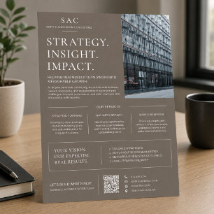 Modern Taupe QR Code Professional Consultant Flyer