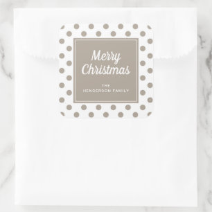 Modern Taupe Script Merry Christmas Square Sticker
