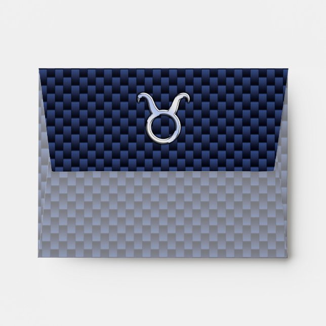Modern Taurus Zodiac Sign Blue Carbon Fibre Print Envelopes (Back (Top Flap))