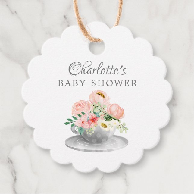 Modern Tea Baby Shower Favour Gift Tag (Front)