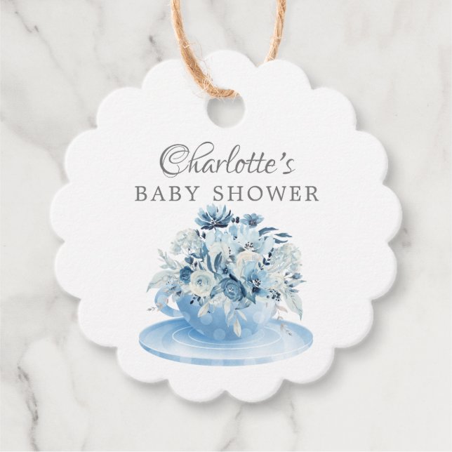 Modern Tea Baby Shower Favour Gift Tag (Front)