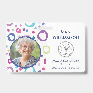 Modern Teacher Logo Educator Staff Photo ID Badge